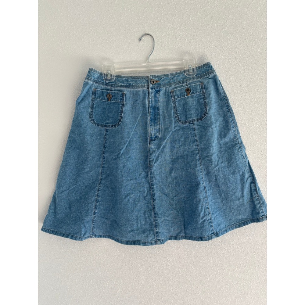 Vintage Liz‎ Claiborne Denim Skirt Womens Size 14P Flare Western Boho Festival